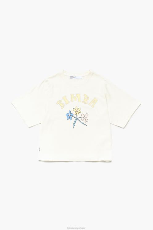 baunilha roupas 64X4N269 camiseta com logotipo de flor de algodão Bimba Y Lola