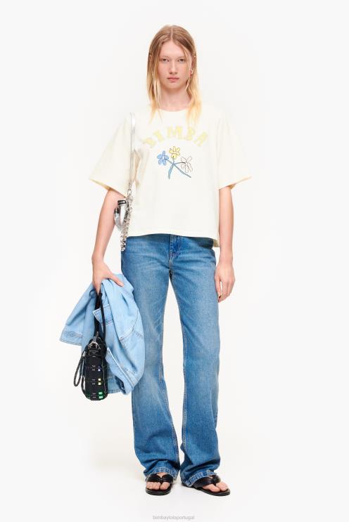 baunilha roupas 64X4N269 camiseta com logotipo de flor de algodão Bimba Y Lola