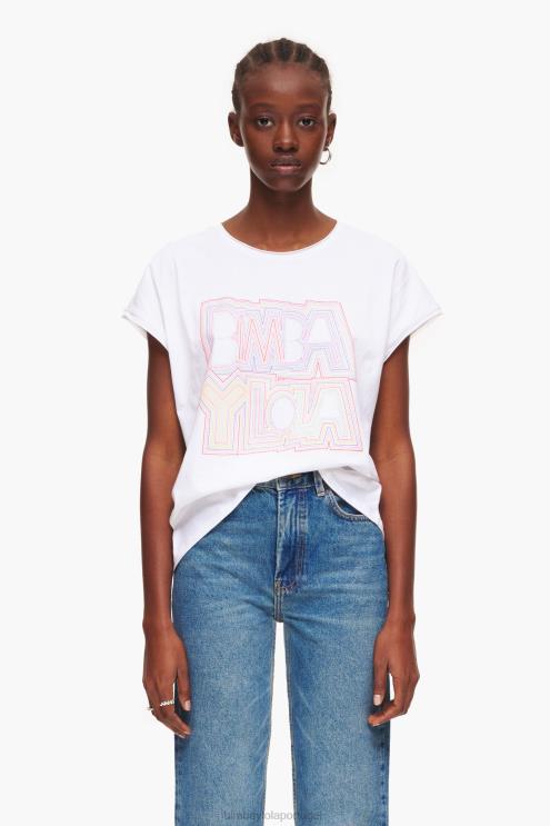 branco roupas 64X4N258 camiseta com logotipo Bimba Y Lola