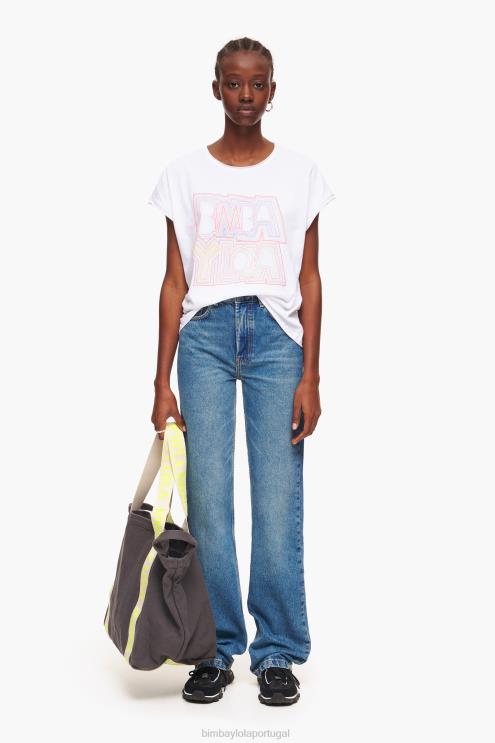branco roupas 64X4N258 camiseta com logotipo Bimba Y Lola
