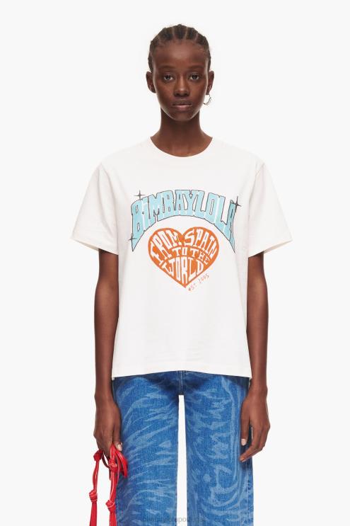 branco roupas 64X4N277 camiseta com logotipo da universidade Bimba Y Lola