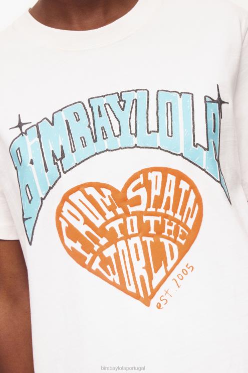 branco roupas 64X4N277 camiseta com logotipo da universidade Bimba Y Lola