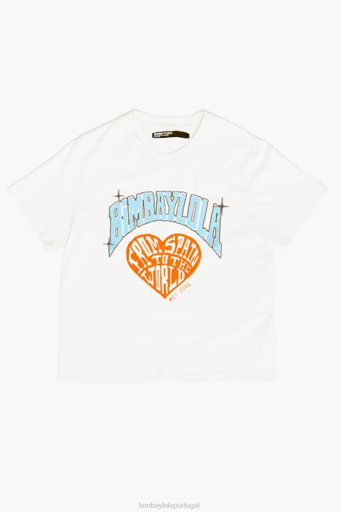 branco roupas 64X4N277 camiseta com logotipo da universidade Bimba Y Lola