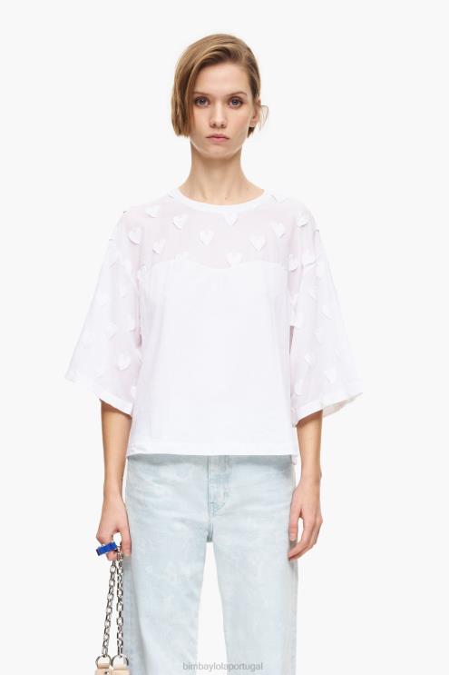 branco roupas 64X4N283 camiseta algodão corações Bimba Y Lola