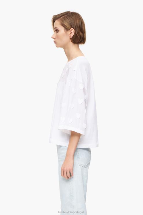 branco roupas 64X4N283 camiseta algodão corações Bimba Y Lola
