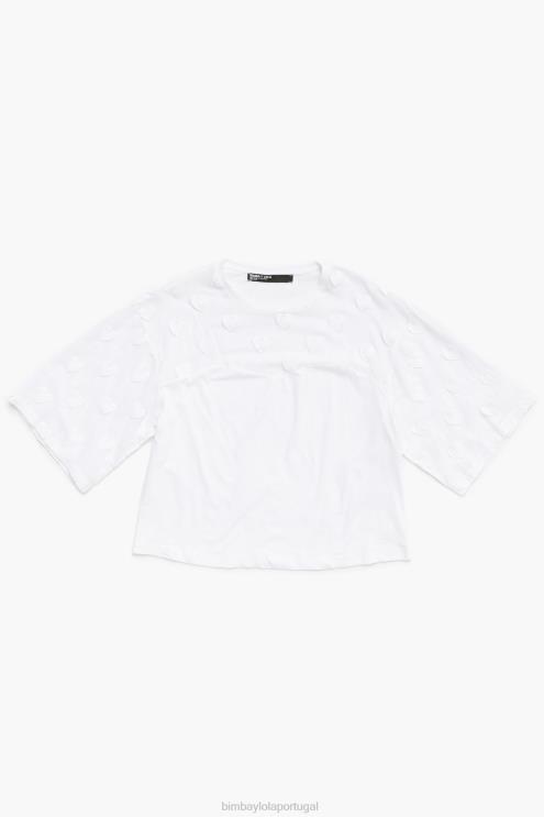 branco roupas 64X4N283 camiseta algodão corações Bimba Y Lola