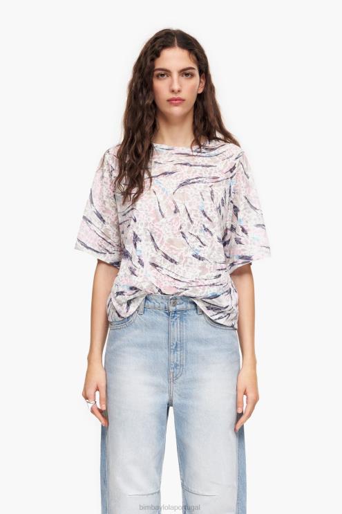branco roupas 64X4N302 camiseta boxy com estampa de asa de borboleta Bimba Y Lola