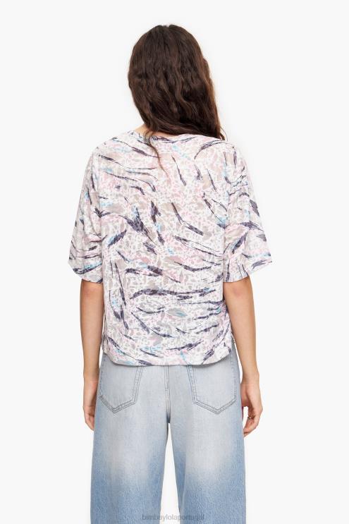 branco roupas 64X4N302 camiseta boxy com estampa de asa de borboleta Bimba Y Lola
