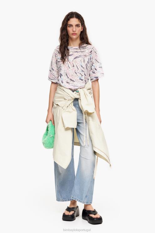 branco roupas 64X4N302 camiseta boxy com estampa de asa de borboleta Bimba Y Lola