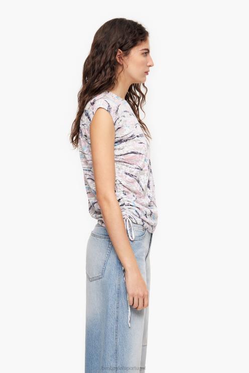 branco roupas 64X4N303 camiseta de algodão com estampa de asa de borboleta Bimba Y Lola