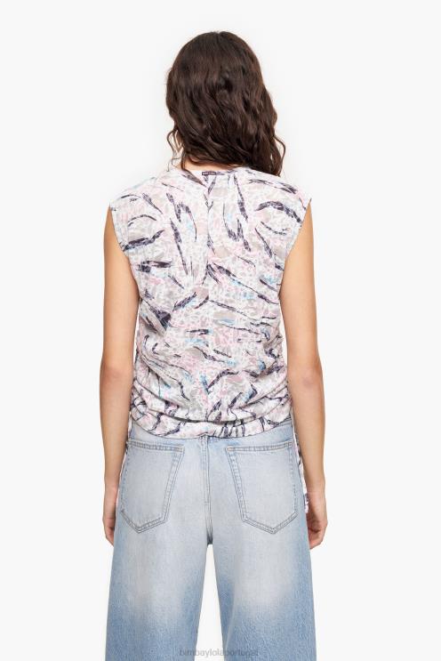 branco roupas 64X4N303 camiseta de algodão com estampa de asa de borboleta Bimba Y Lola