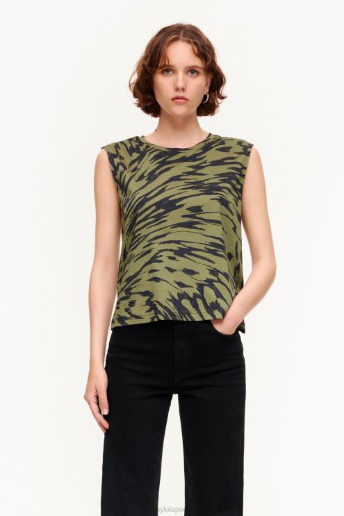 caqui roupas 64X4N298 camiseta de algodão com estampa de asa de borboleta Bimba Y Lola