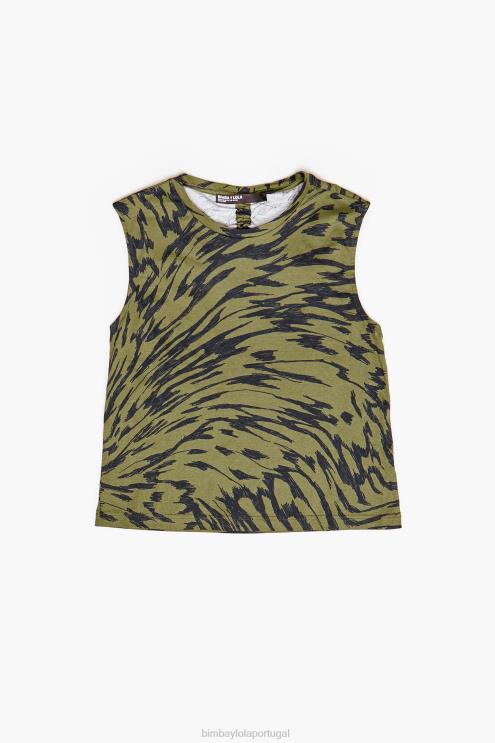 caqui roupas 64X4N298 camiseta de algodão com estampa de asa de borboleta Bimba Y Lola
