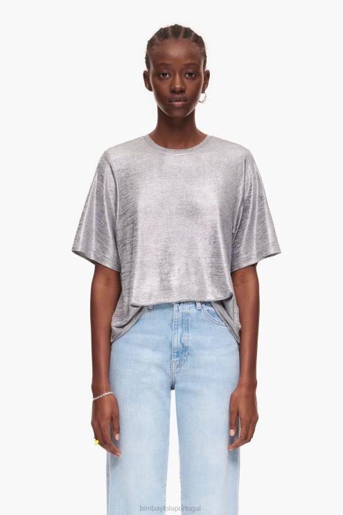 cinza fluido roupas 64X4N307 camiseta de papel alumínio Bimba Y Lola
