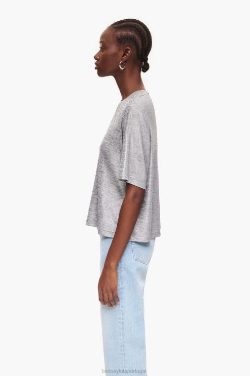 cinza fluido roupas 64X4N307 camiseta de papel alumínio Bimba Y Lola