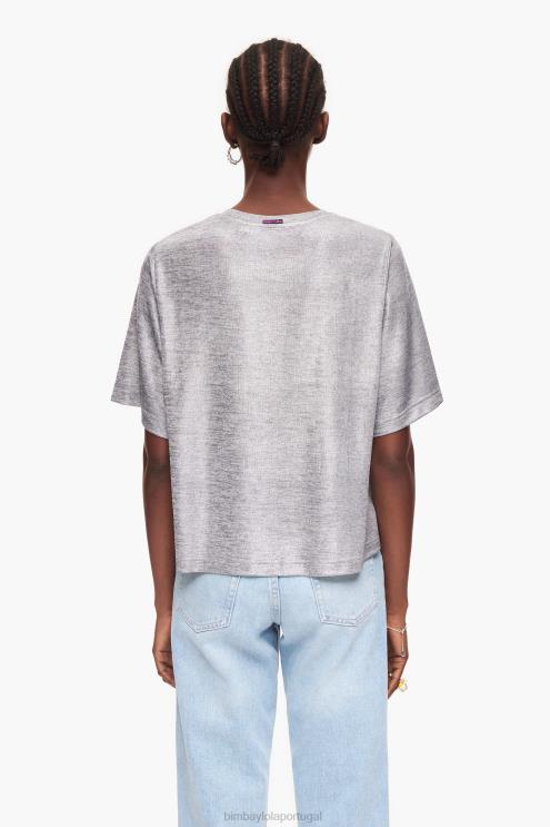 cinza fluido roupas 64X4N307 camiseta de papel alumínio Bimba Y Lola
