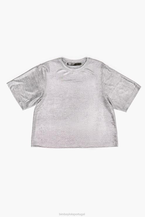 cinza fluido roupas 64X4N307 camiseta de papel alumínio Bimba Y Lola