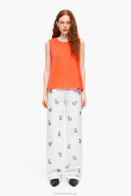 coral roupas 64X4N295 camiseta de algodão Bimba Y Lola