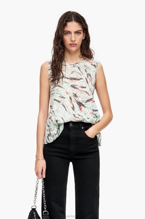 hortelã roupas 64X4N305 camiseta evasê com estampa de asa de borboleta Bimba Y Lola