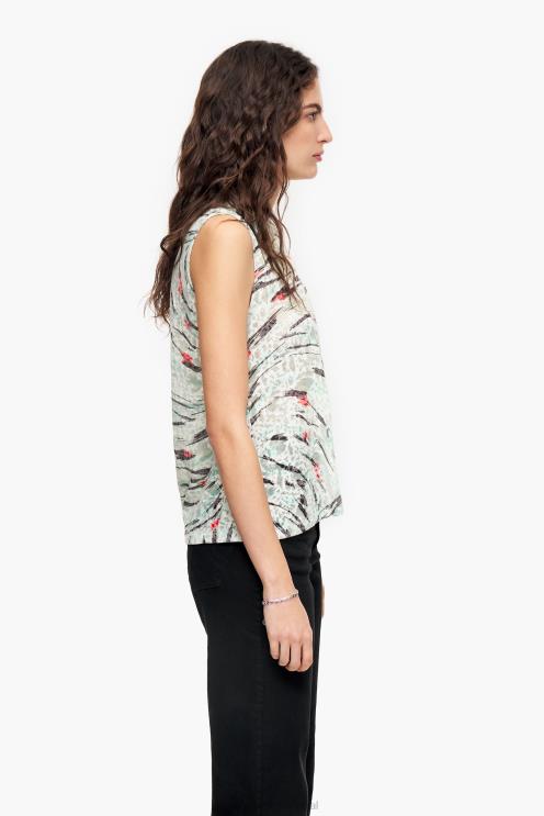 hortelã roupas 64X4N305 camiseta evasê com estampa de asa de borboleta Bimba Y Lola