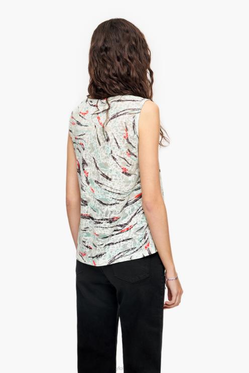 hortelã roupas 64X4N305 camiseta evasê com estampa de asa de borboleta Bimba Y Lola