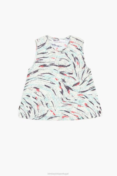 hortelã roupas 64X4N305 camiseta evasê com estampa de asa de borboleta Bimba Y Lola