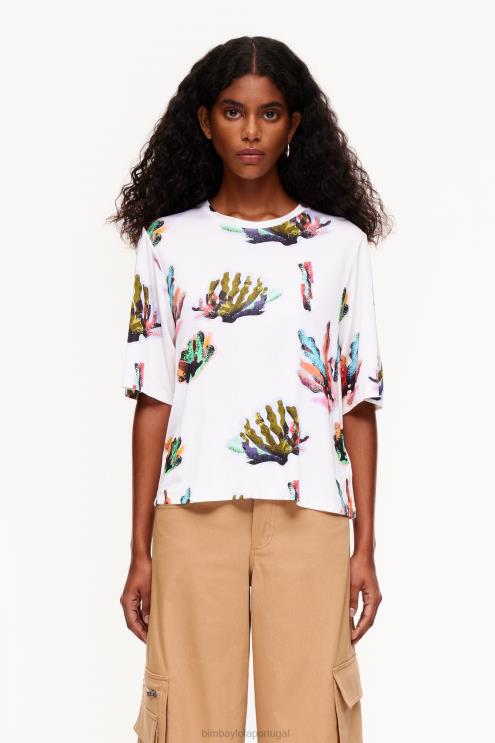marfim roupas 64X4N265 camiseta com estampa de coral Bimba Y Lola