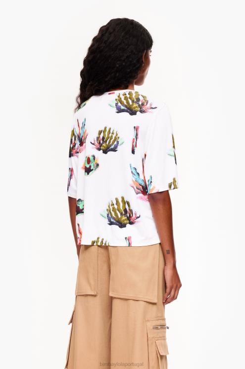 marfim roupas 64X4N265 camiseta com estampa de coral Bimba Y Lola