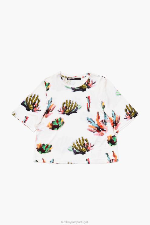 marfim roupas 64X4N265 camiseta com estampa de coral Bimba Y Lola
