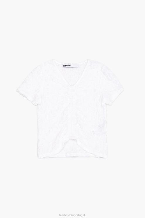 marfim roupas 64X4N267 camiseta franzida texturizada Bimba Y Lola