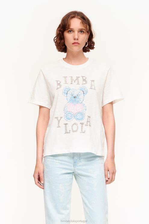 marfim roupas 64X4N270 camiseta de urso logo Bimba Y Lola
