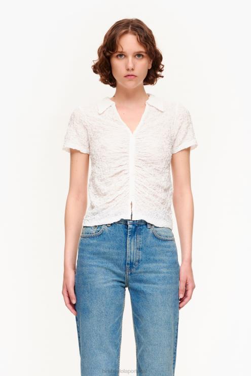 marfim roupas 64X4N287 camiseta texturizada com botões Bimba Y Lola