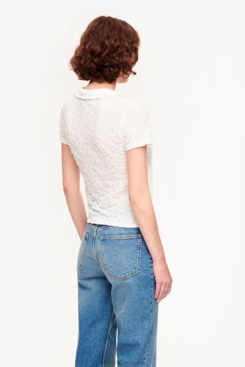 marfim roupas 64X4N287 camiseta texturizada com botões Bimba Y Lola