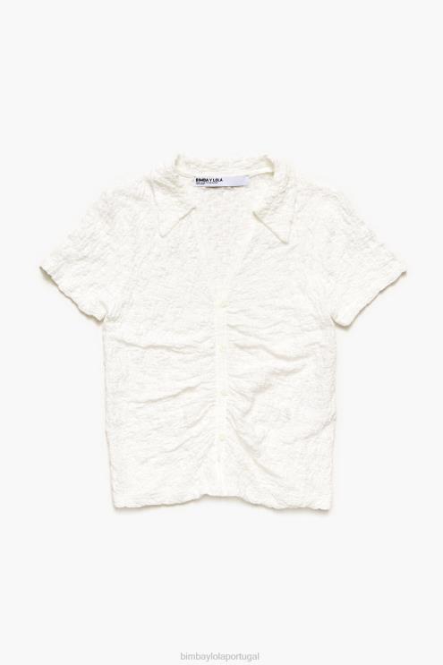 marfim roupas 64X4N287 camiseta texturizada com botões Bimba Y Lola
