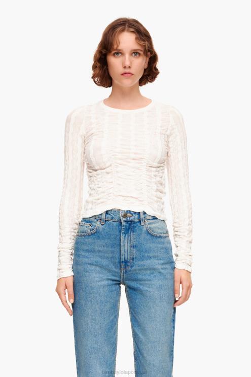 marfim roupas 64X4N312 camiseta justa com textura Bimba Y Lola