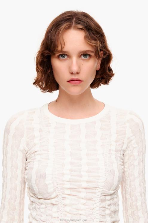 marfim roupas 64X4N312 camiseta justa com textura Bimba Y Lola
