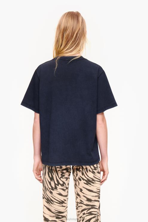 preto roupas 64X4N261 camiseta com logotipo de algodão Bimba Y Lola