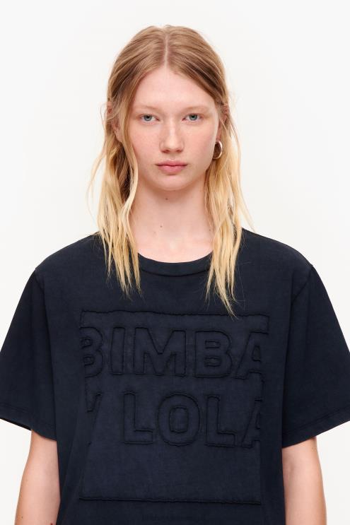preto roupas 64X4N261 camiseta com logotipo de algodão Bimba Y Lola