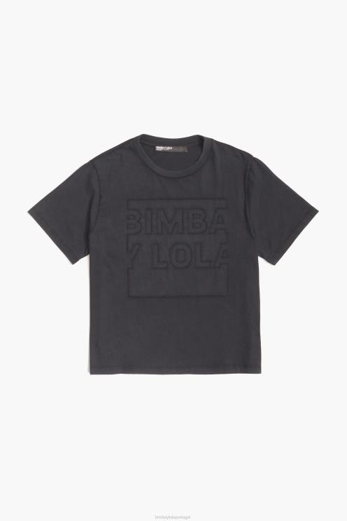 preto roupas 64X4N261 camiseta com logotipo de algodão Bimba Y Lola