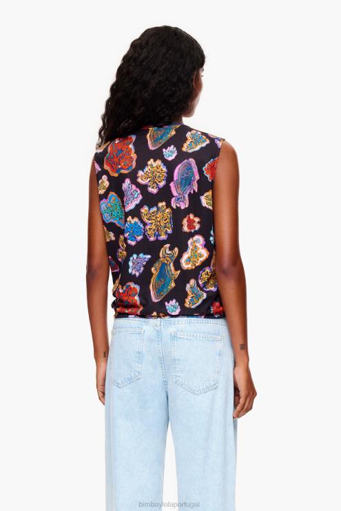 preto roupas 64X4N262 camiseta peixe mar Bimba Y Lola