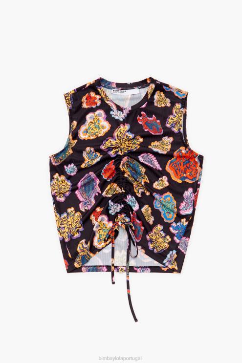 preto roupas 64X4N262 camiseta peixe mar Bimba Y Lola