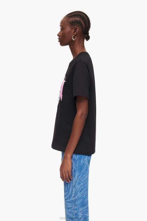 preto roupas 64X4N276 camiseta com logotipo da universidade Bimba Y Lola