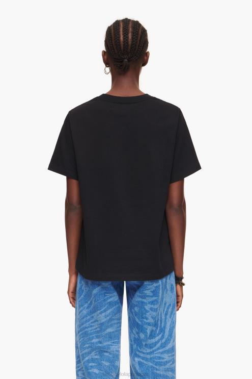 preto roupas 64X4N276 camiseta com logotipo da universidade Bimba Y Lola