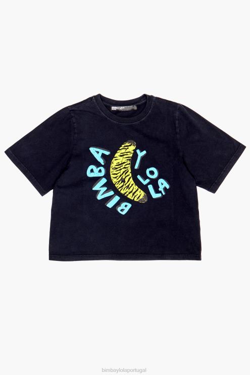 preto roupas 64X4N278 camiseta com estampa de banana Bimba Y Lola