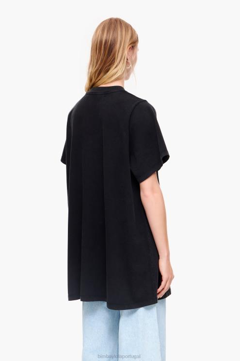 preto roupas 64X4N281 camiseta com logo fluindo Bimba Y Lola