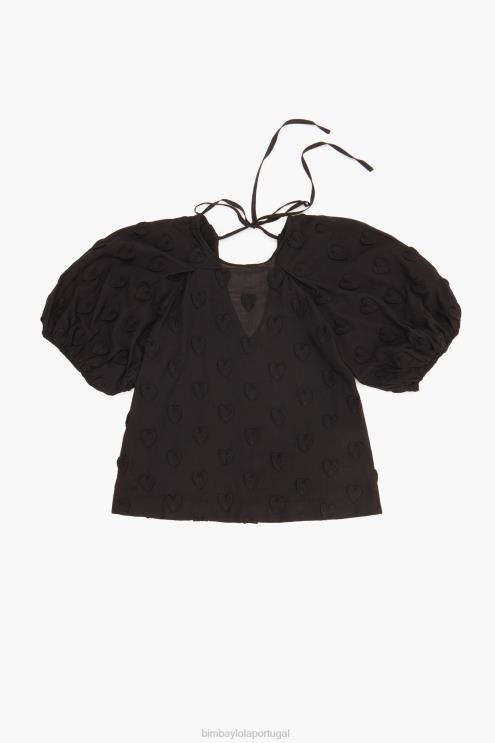 preto roupas 64X4N286 camiseta tecido duplo Bimba Y Lola