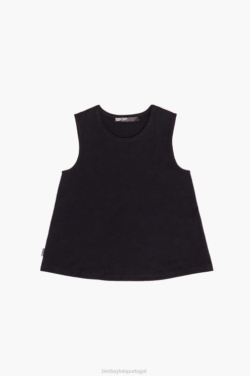 preto roupas 64X4N294 camiseta de algodão Bimba Y Lola