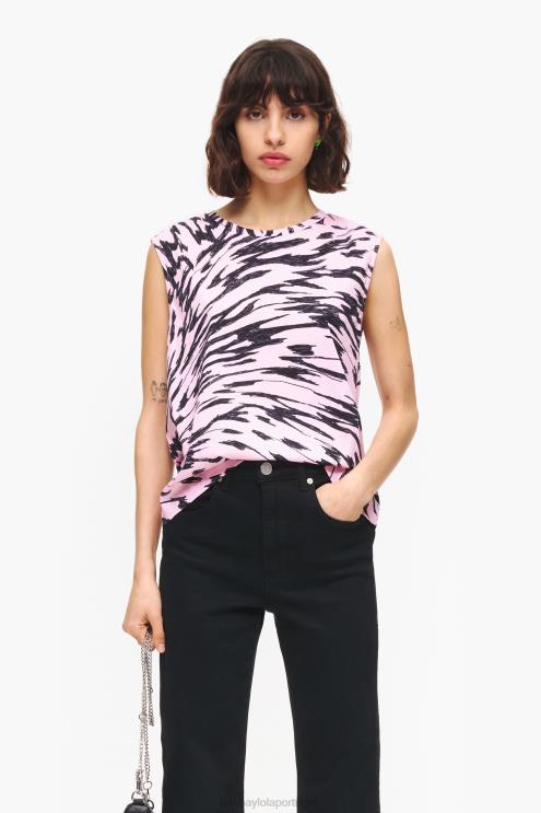 rosa roupas 64X4N299 camiseta de algodão bicolor asa de borboleta Bimba Y Lola