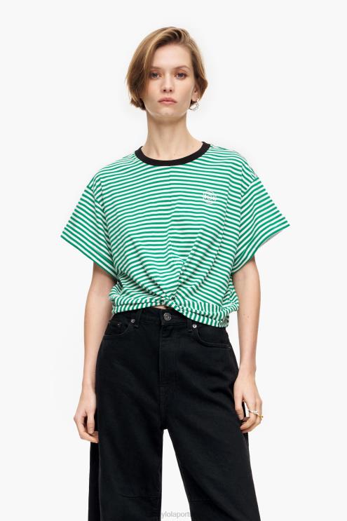 verde e branco roupas 64X4N321 camiseta boxy nó Bimba Y Lola