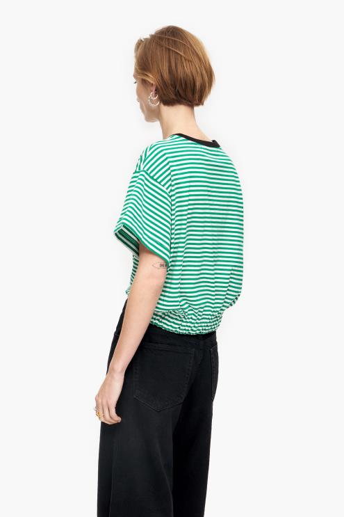verde e branco roupas 64X4N321 camiseta boxy nó Bimba Y Lola